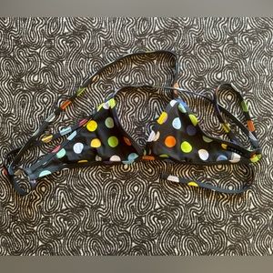 Jolyn Triangle bikini top, colored polka dots, size small.